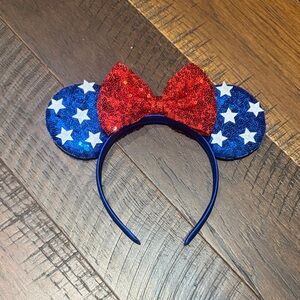 Red and Blue Starry Mouse Ears Headband